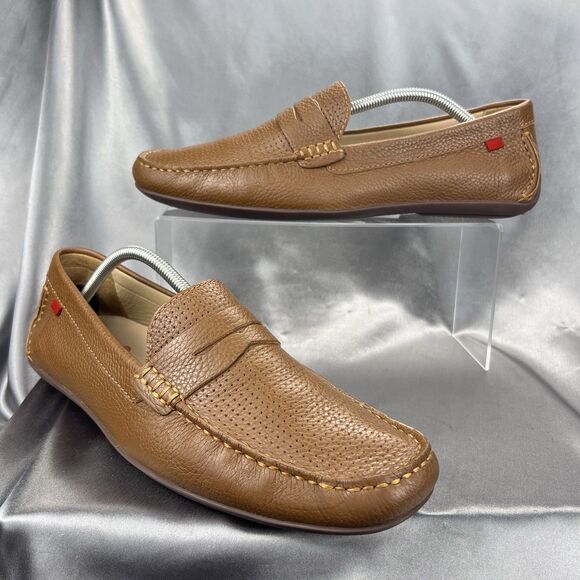 Marc Joseph NY Union Street Loafers Men's 12 Cognac Leather Brazil Driving Shoes - Picture 1 of 17